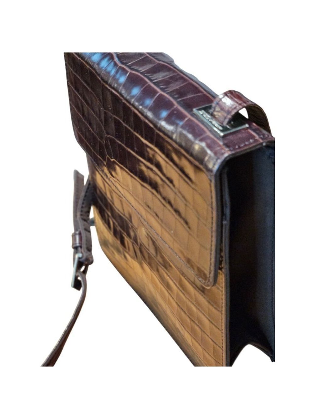 Enzo Angiolini Croc-Embossed Crossbody Bag in Brown - Picture 4 of 16